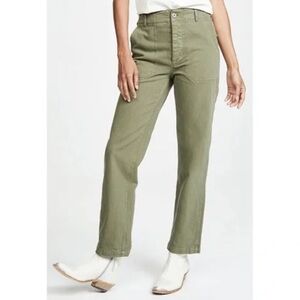 RE/DONE 50s Military Trouser Straight Leg Ankle Pants Olive Green Size 26